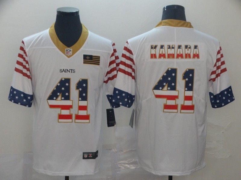 New Orleans Saints Alvin Kamara #41 Retro Flag White Jersey