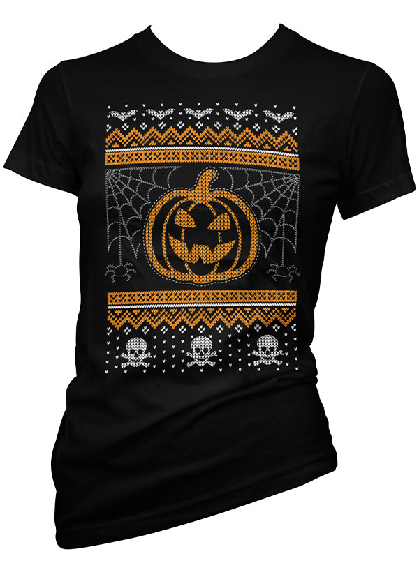 Women’S Creepy Ugly Christmas Sweater Tee By Cartel Ink