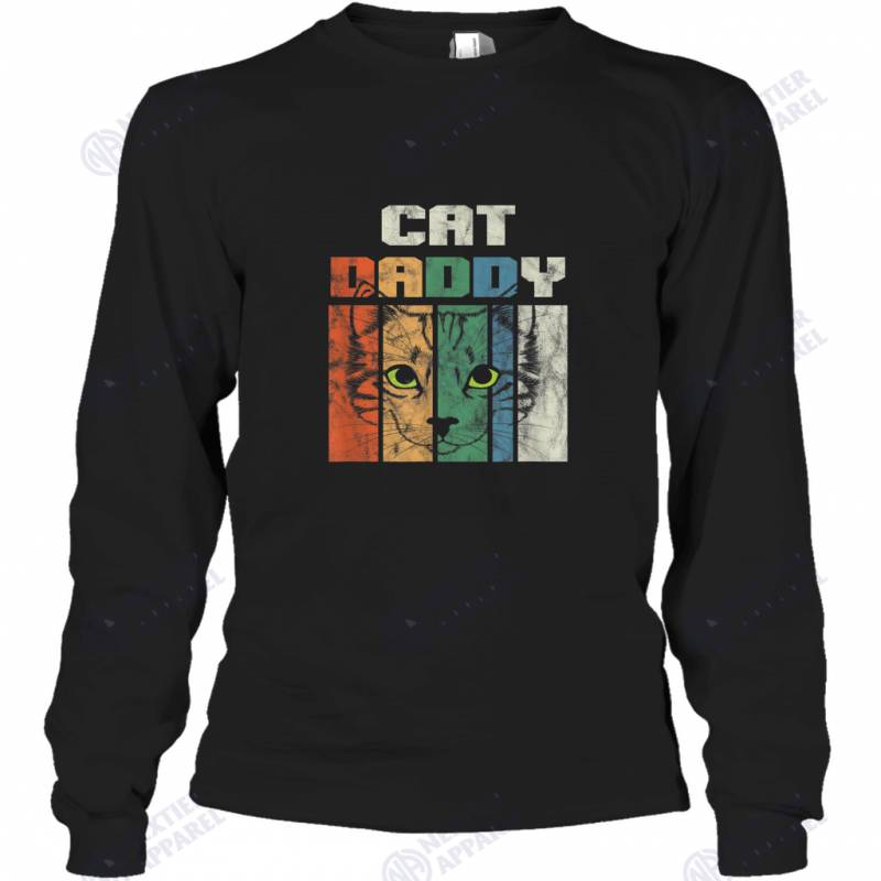 Retro Cat Dad Daddy Cool Kitten Lover Vintage Long Sleeve T-Shirt