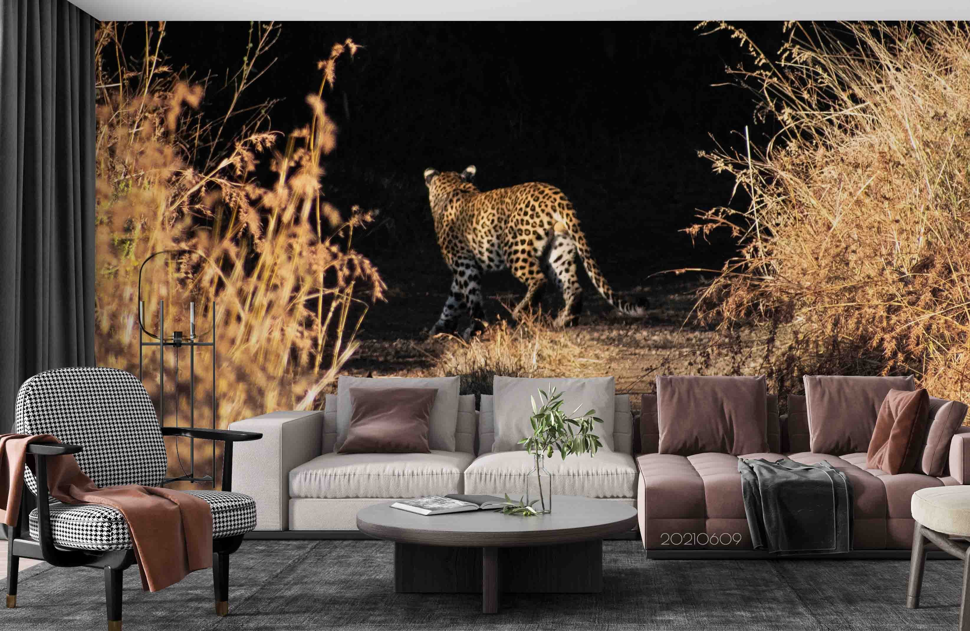 3D Africa Grassland  Leopard Wall Mural Wallpaper Sww1671