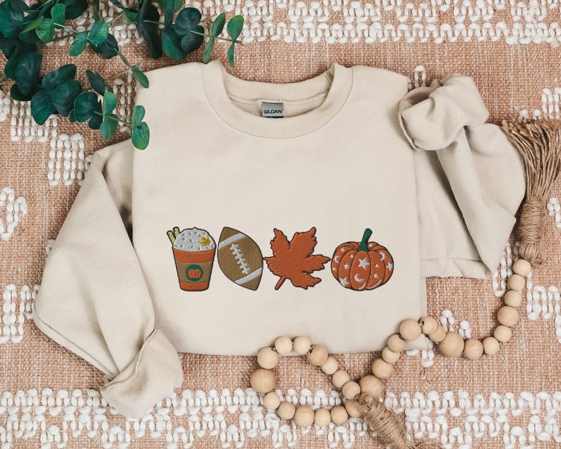 Thanksgiving Fall Embroidered Sweatshirt 2D Crewneck Sweatshirt All Over Print Sweatshirt For Women Sweatshirt For Men Sws3431