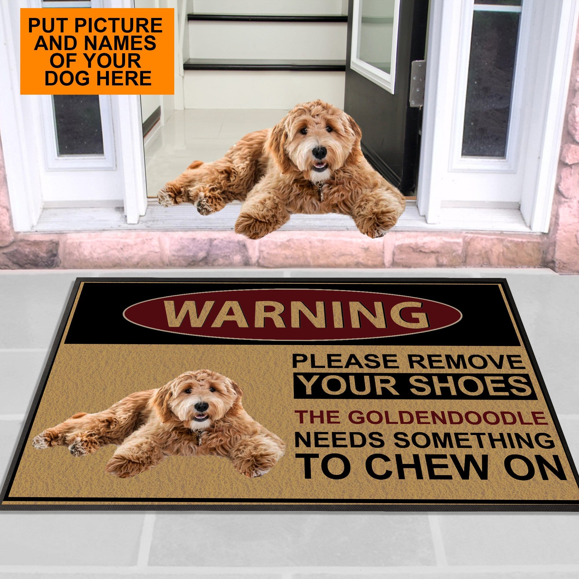 [Citybarks] [Doormat] Golden doodle Please remove your shoes BBB066