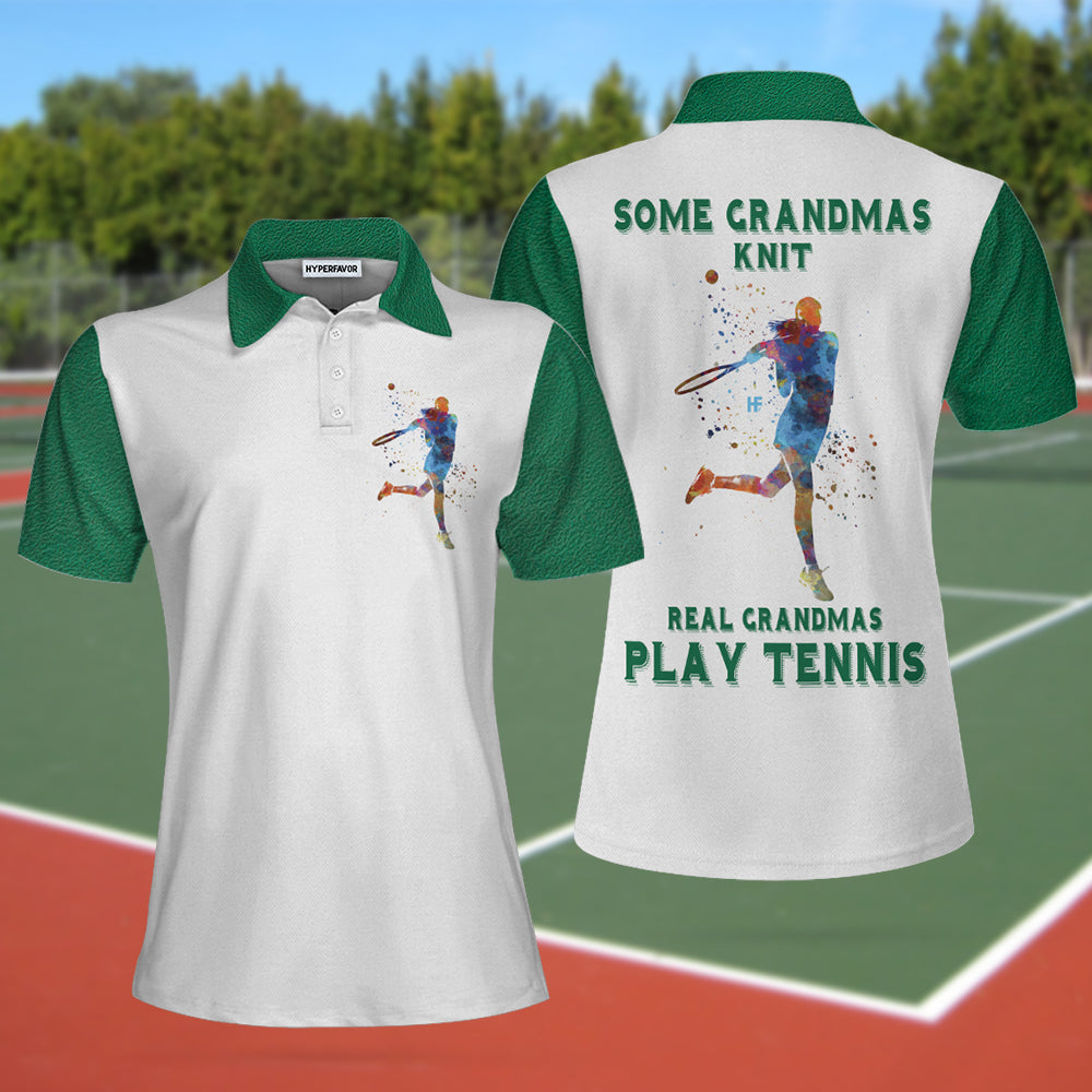 Real Grandmas Play Tennis Women Short Sleeve Polo Shirt, Cool Tennis Polo Style Shirt, Best Tennis Gift Coolspod