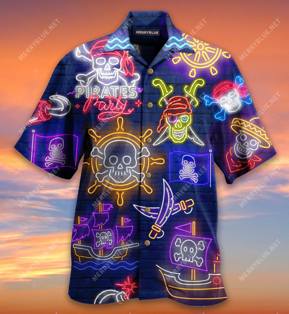 Work Like A Captain, Party Like A Pirate Unisex Hawaiian Shirt