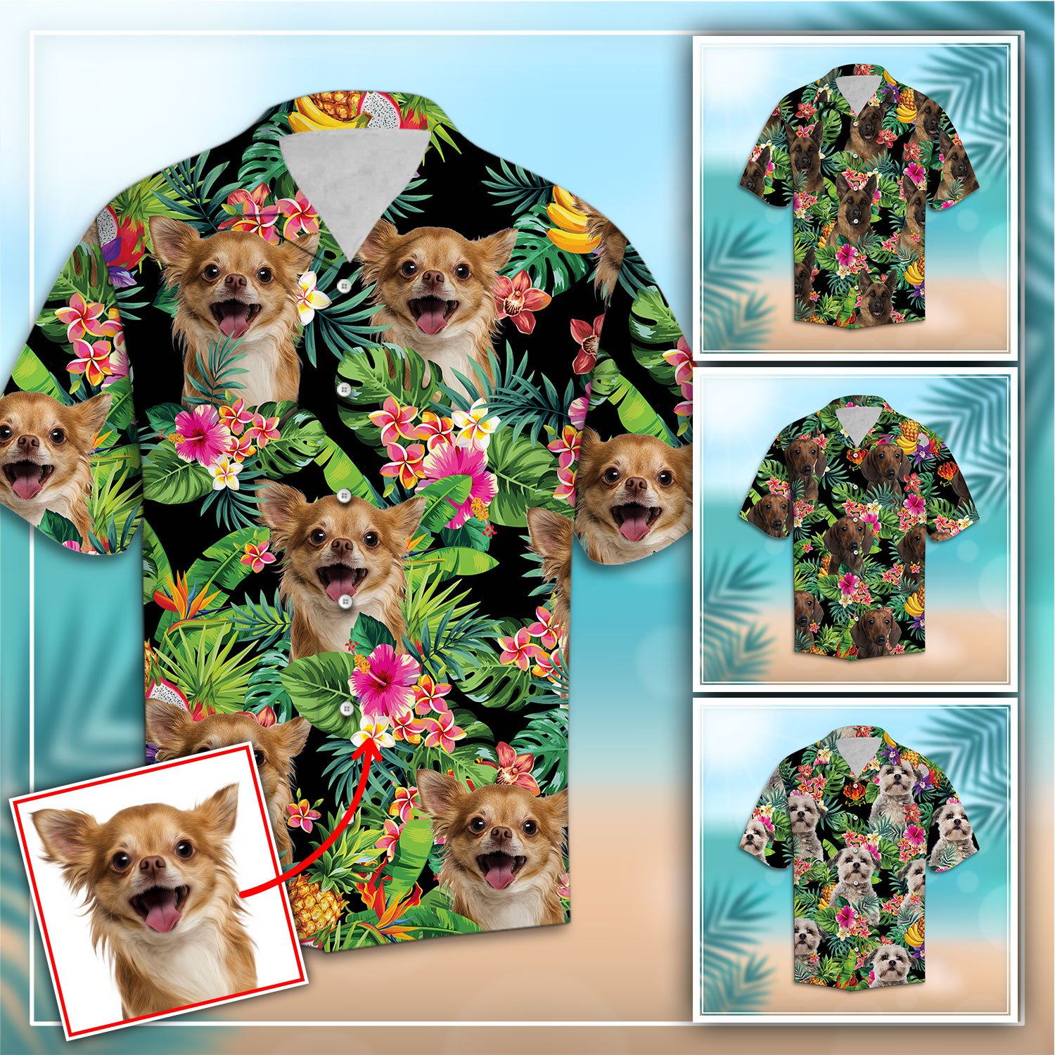 Funny Custom Photo Dog Tropical Hawaii Shirt Ha11274