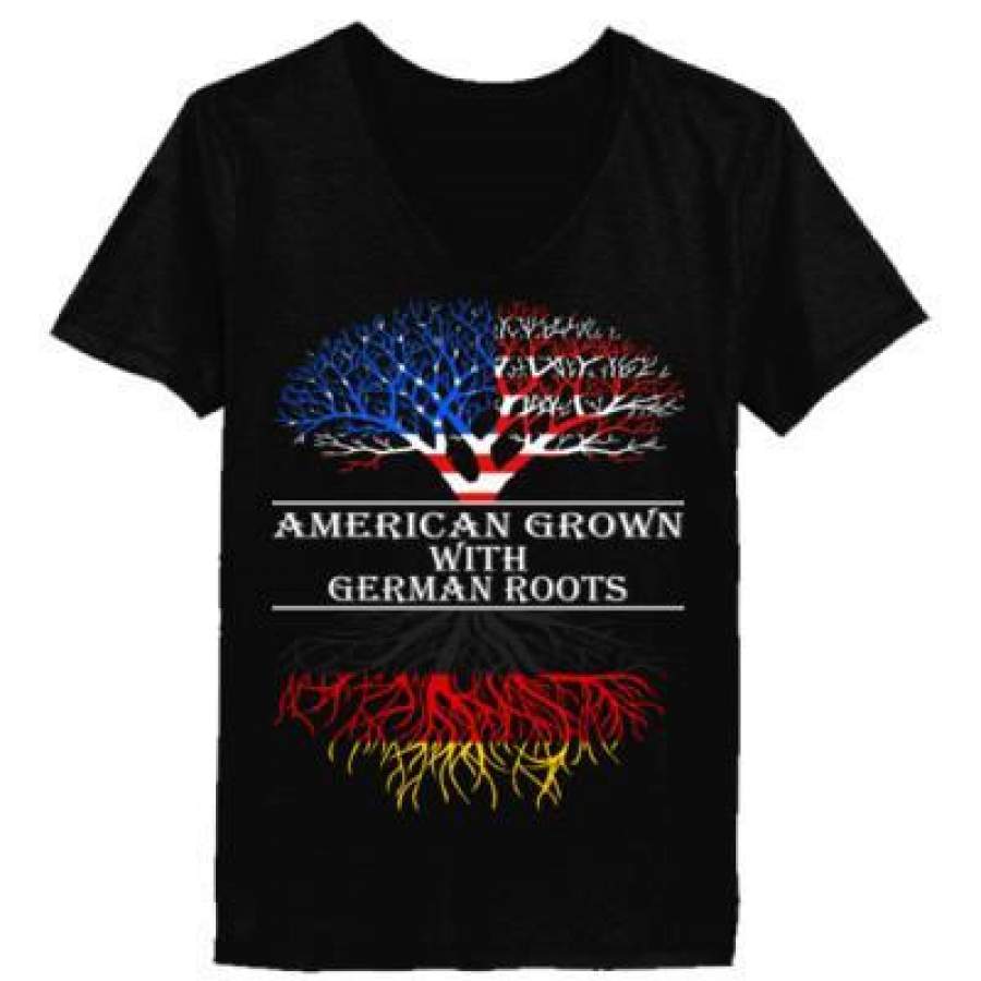 AGR American Grown With German Roots – Ladies’ V-Neck T-Shirt