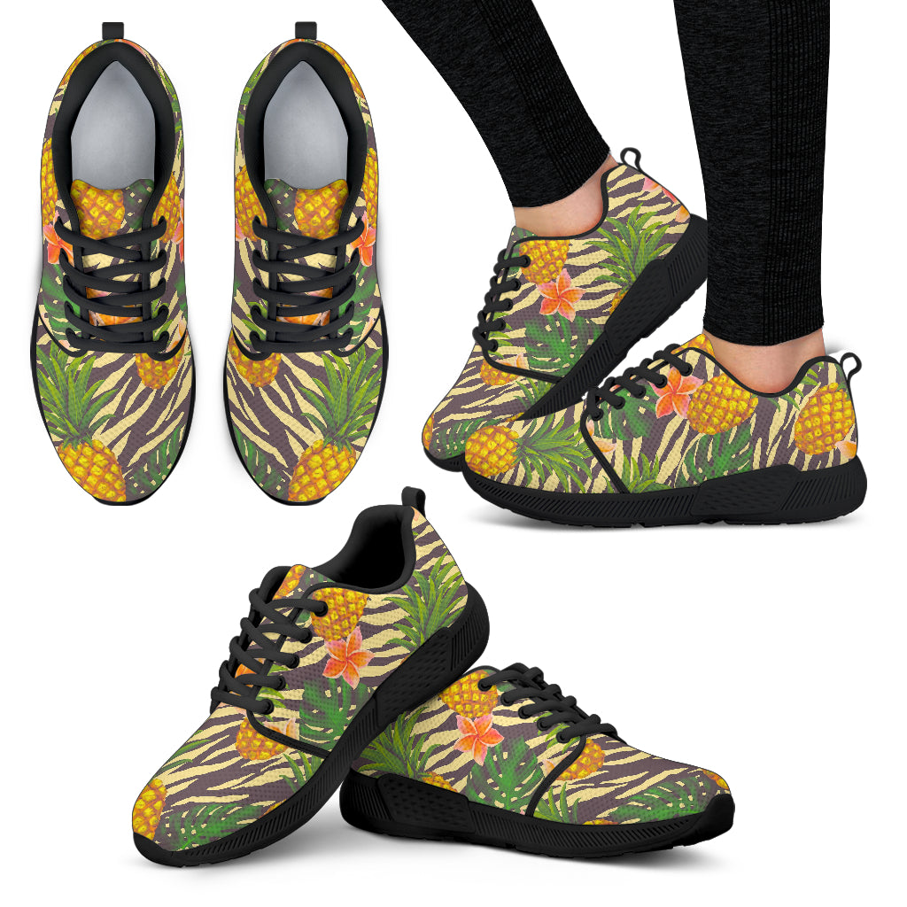 Vintage Zebra Pineapple Pattern Print Women’S Athletic Shoes