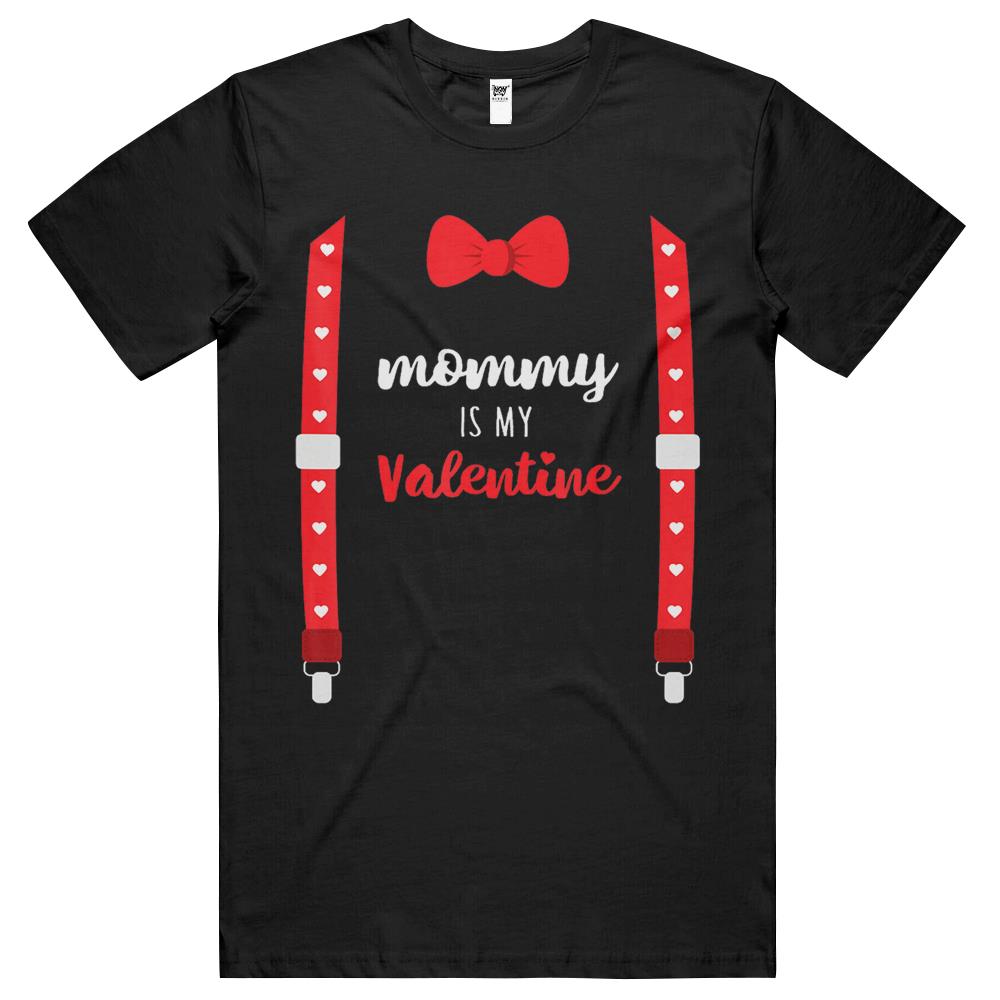 Mommy Is My Valentine T Shirt Heart Mom Suspenders Bow Tie T Shirts