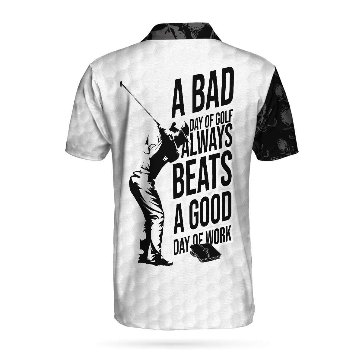 Bad Day Of Golf Polo Shirt, Black And White Skull Golf Shirt For ...