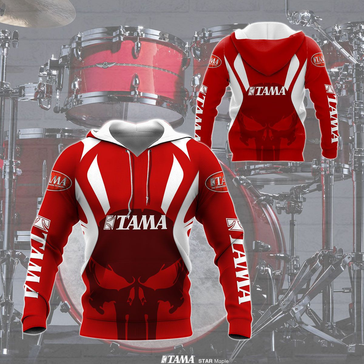 3D All Over Printed Tama Drums Shirts Ver3 (Red)