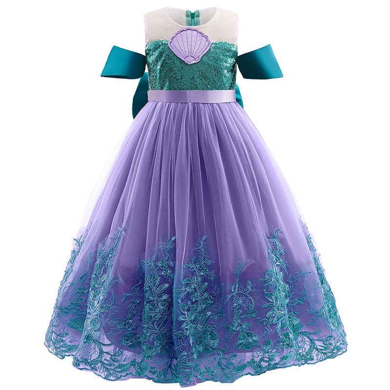 Summer Fancy Girls Princess Dress For Kids Halloween Cosplay Costumes Set Baby Girl Mermaid Dress Children Birthday Party Dress alx