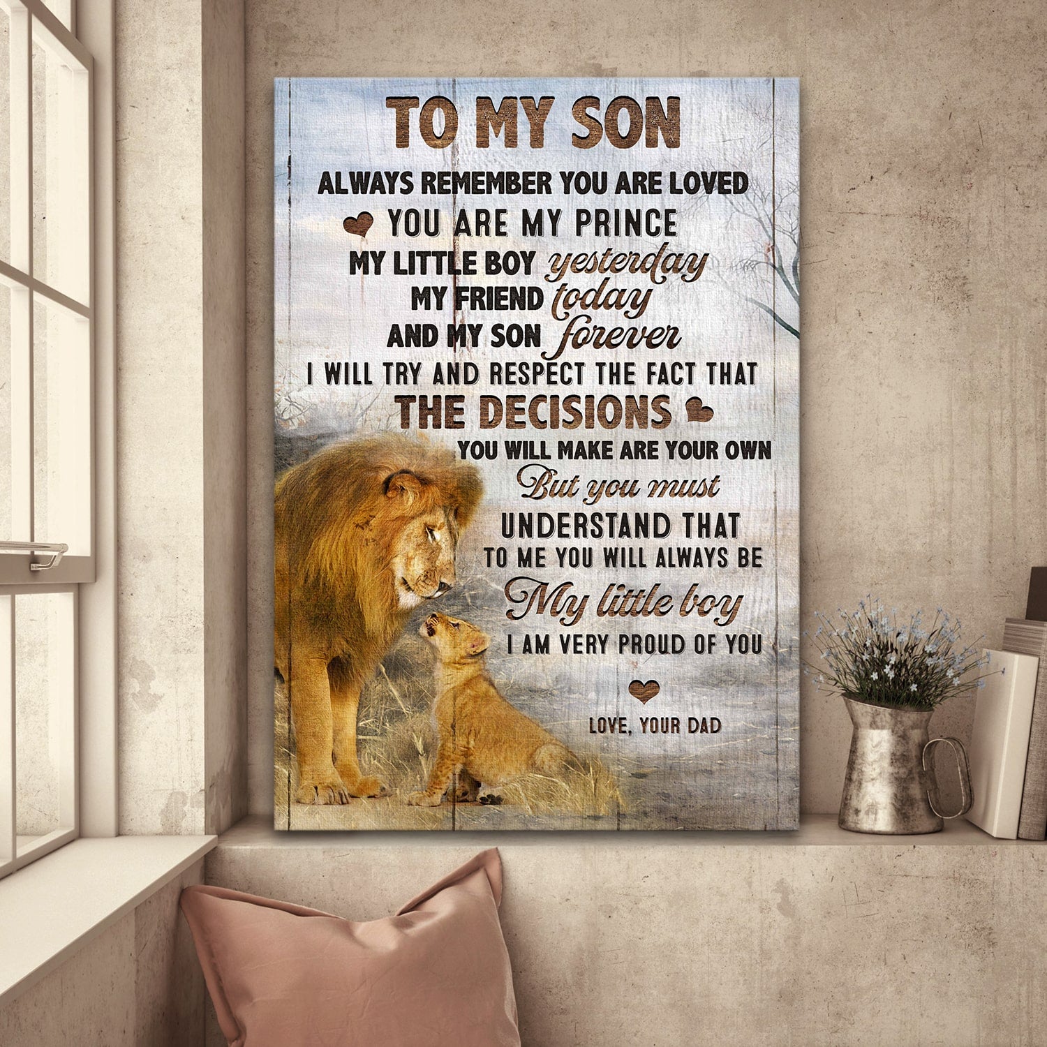 To My Son – Lion – To Me You Will Always Be My Little Boy – Family Portrait Canvas Print – Wall Art