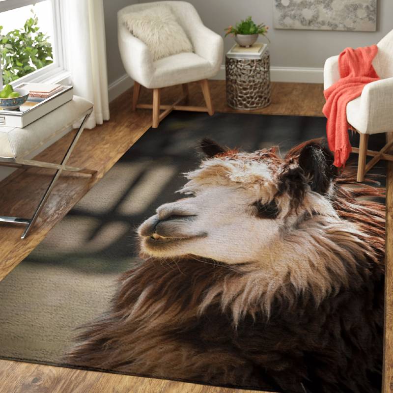 Alpaca Stare – Animals Area Rug Carpet