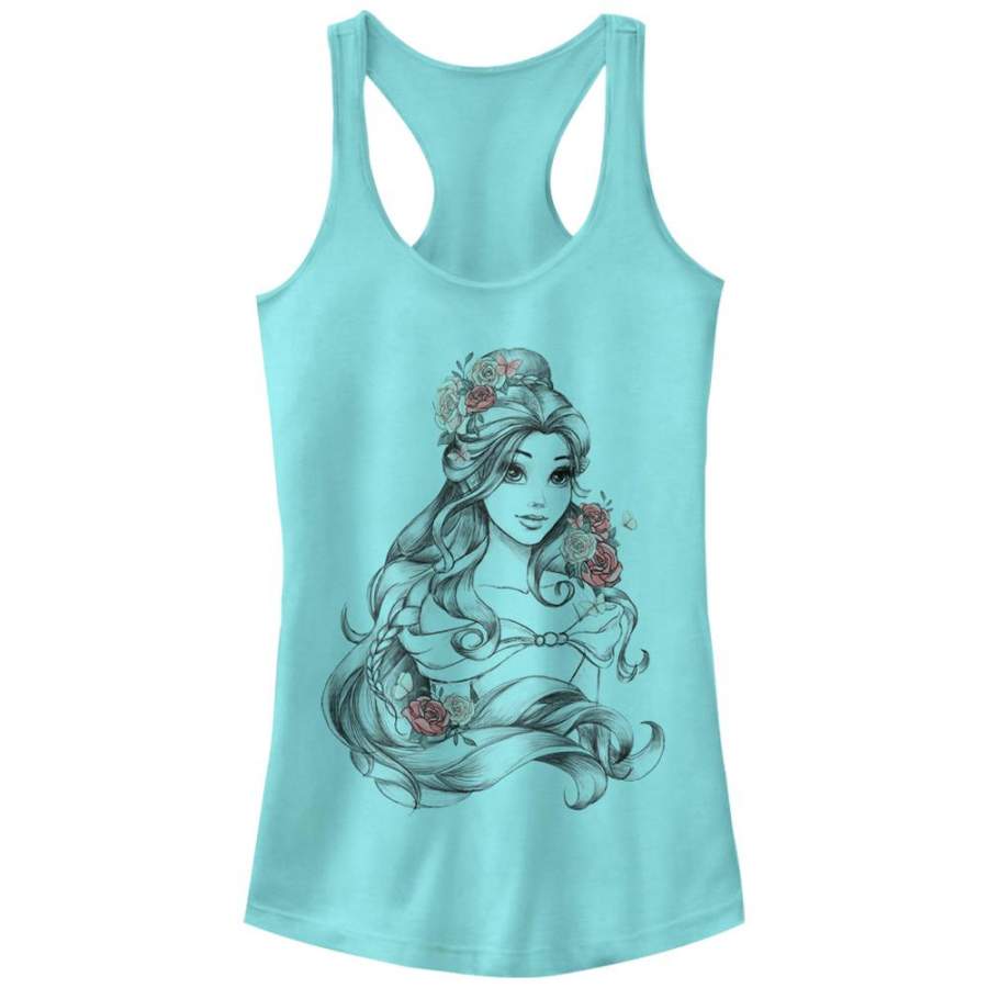 Beauty and the Beast Junior’s Flowers  Racerback Tank Cancun