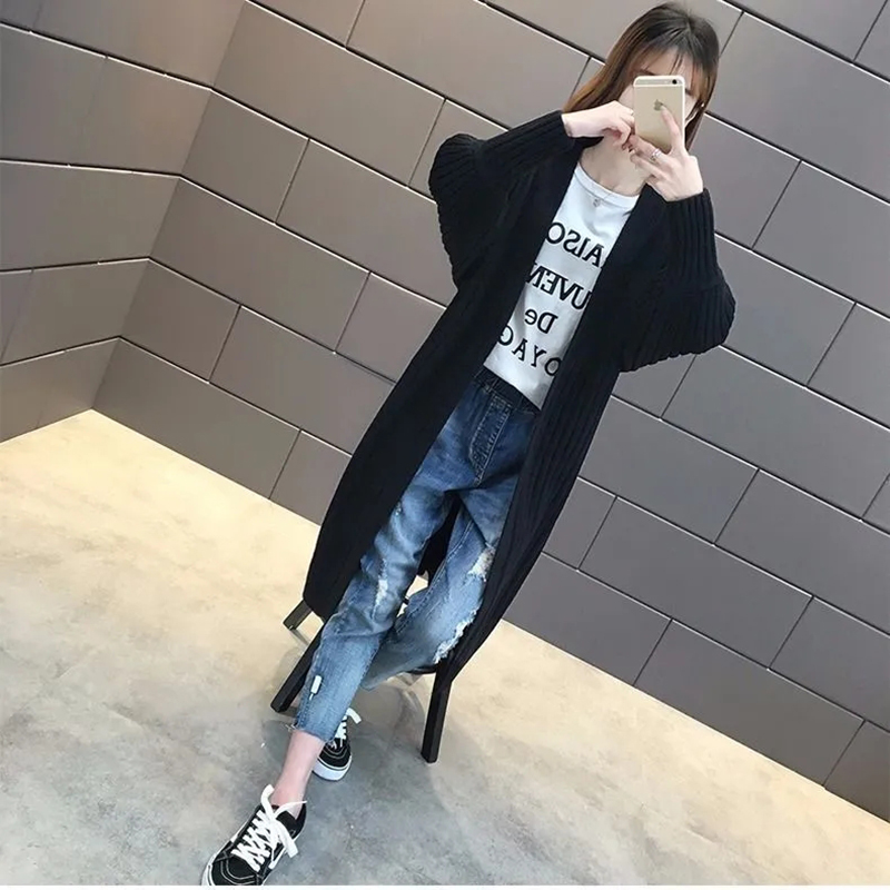 Vintage Women Knitted Cardigan Coat Long Loose Autumn Winter Warm Sweater Casual Soft Korean Fashion Elegant Open Stitch Outwear alx