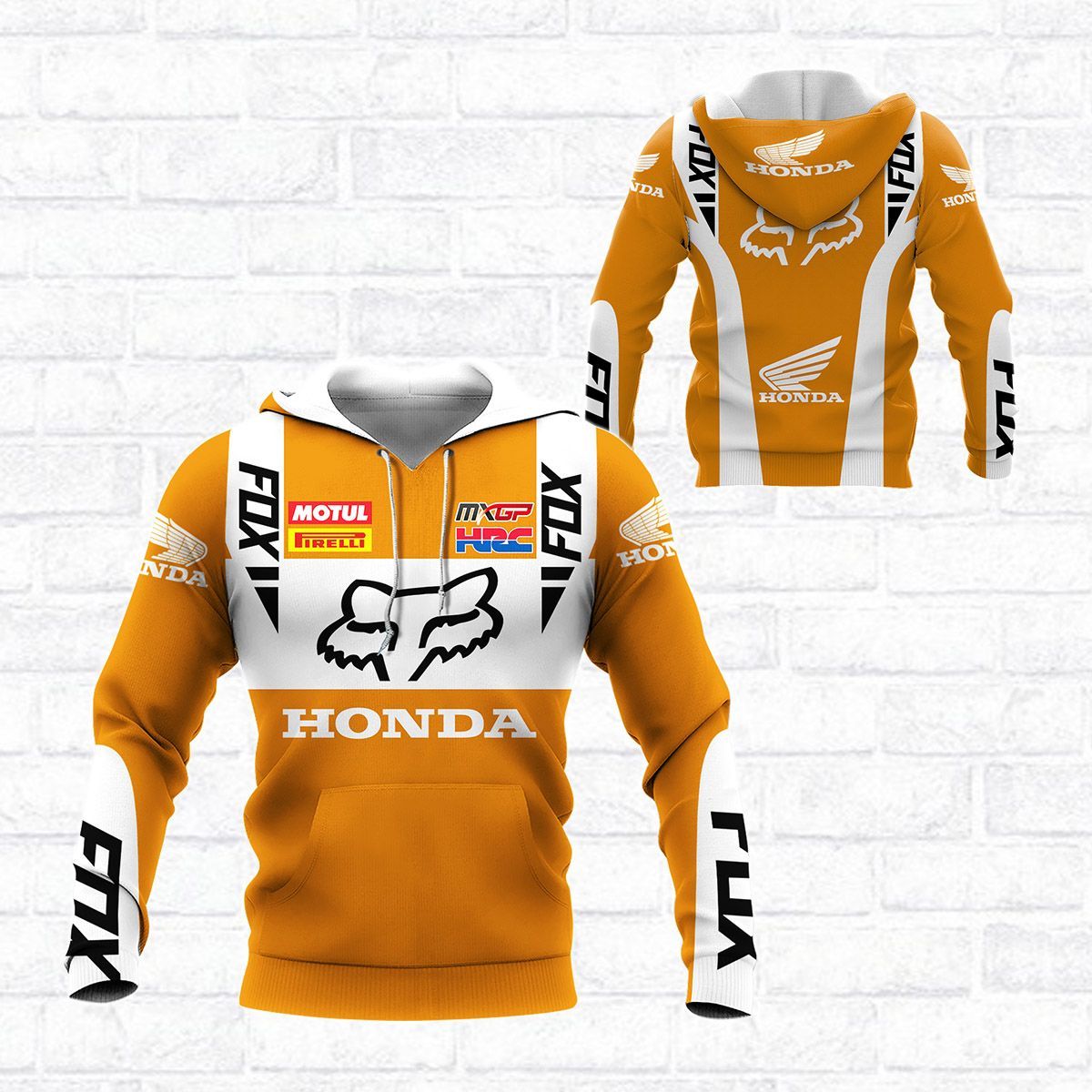 3D All Over Printed Honda Racing TNC-HT Shirts Ver1 (Orange&White)