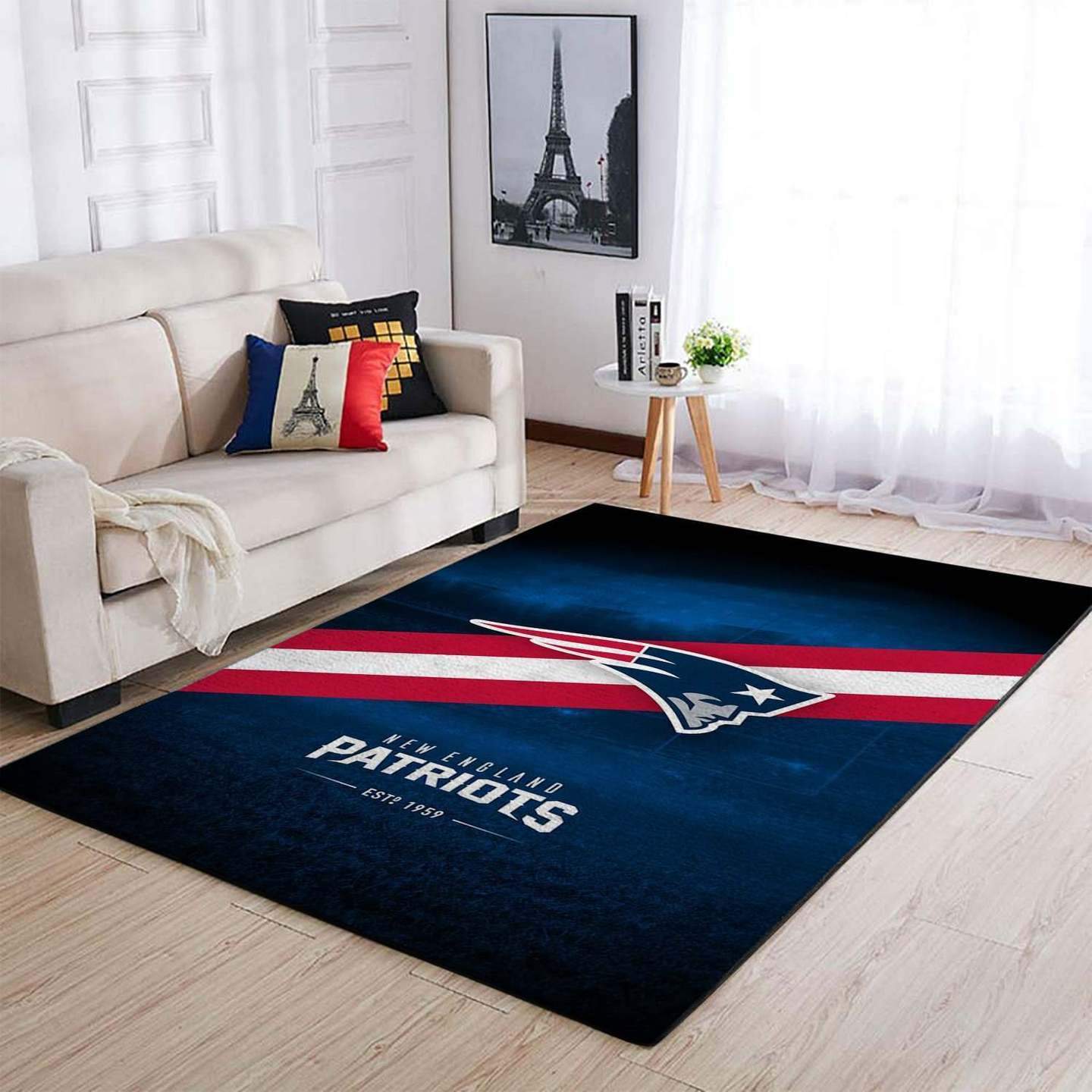 New England Patriots Distressed Area Rug, Football Floor Decor Rcdd81F31380