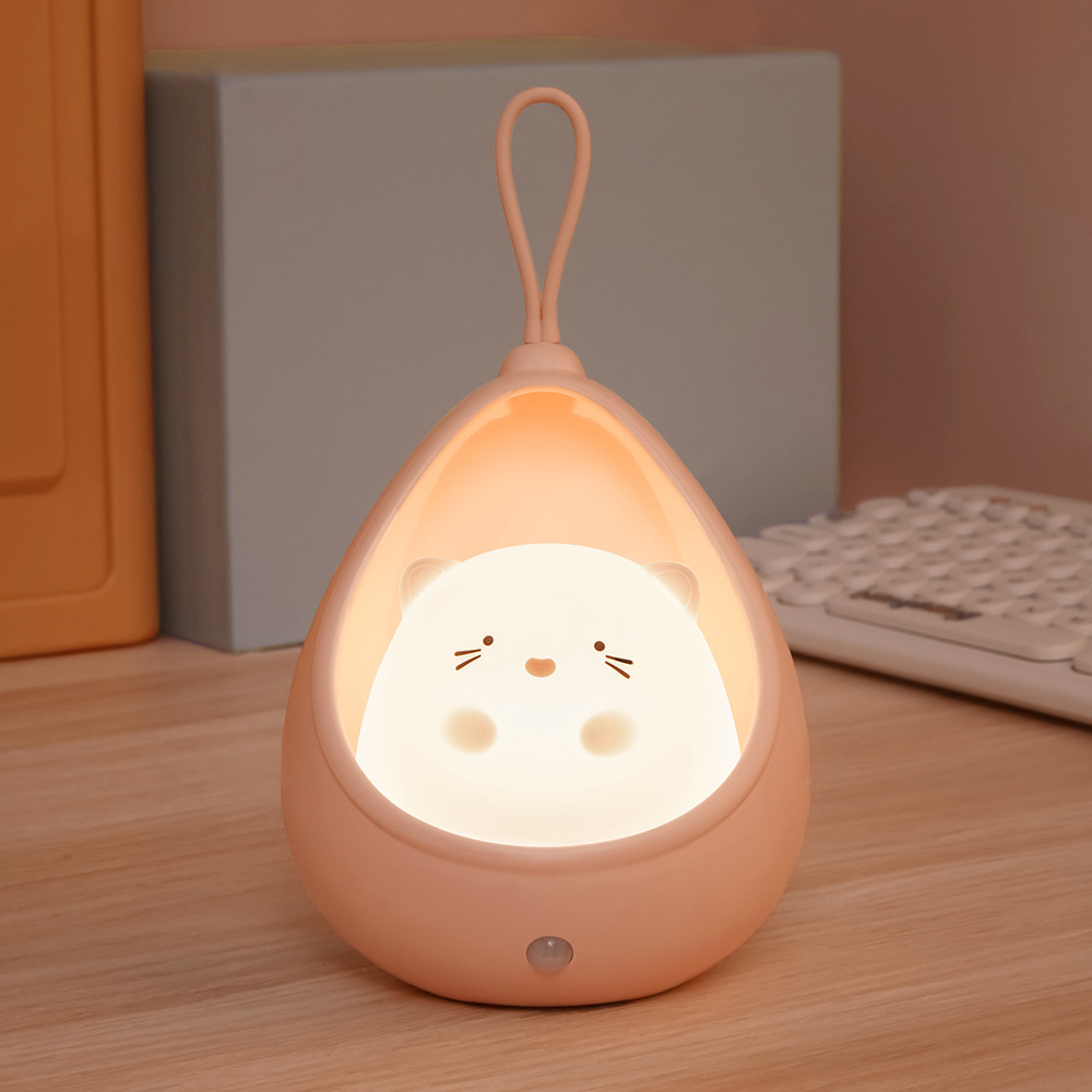 Sensor LED Night Light Rabbit/Kitten USB Rechargeable Silicone Candy Cartoon Decorative Light for Bedside Bedroom Living Room alx