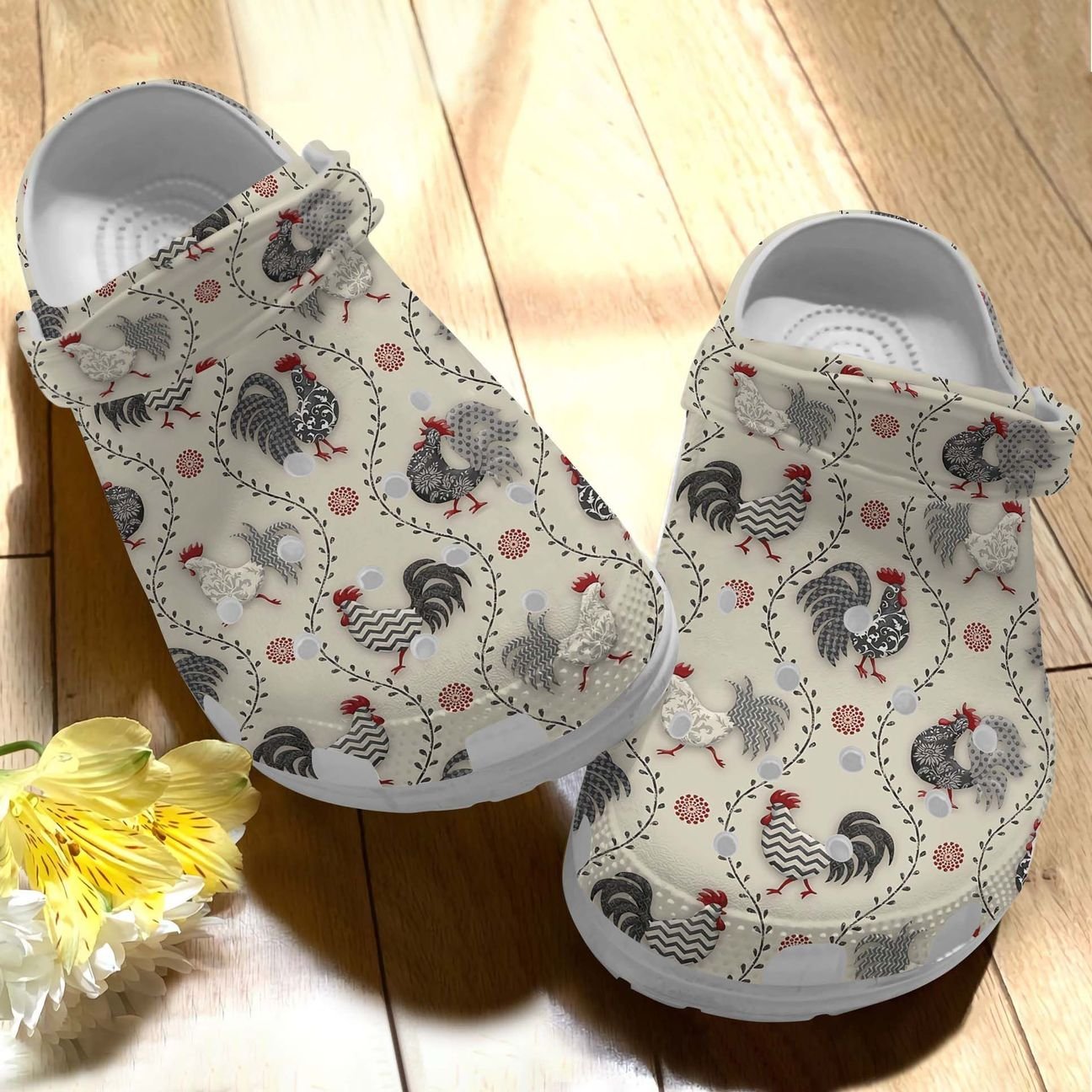 Chicken Personalize Clog, Custom Name, Text, Fashion Style For Women, Men, Kid, Print 3D Chicken Pattern