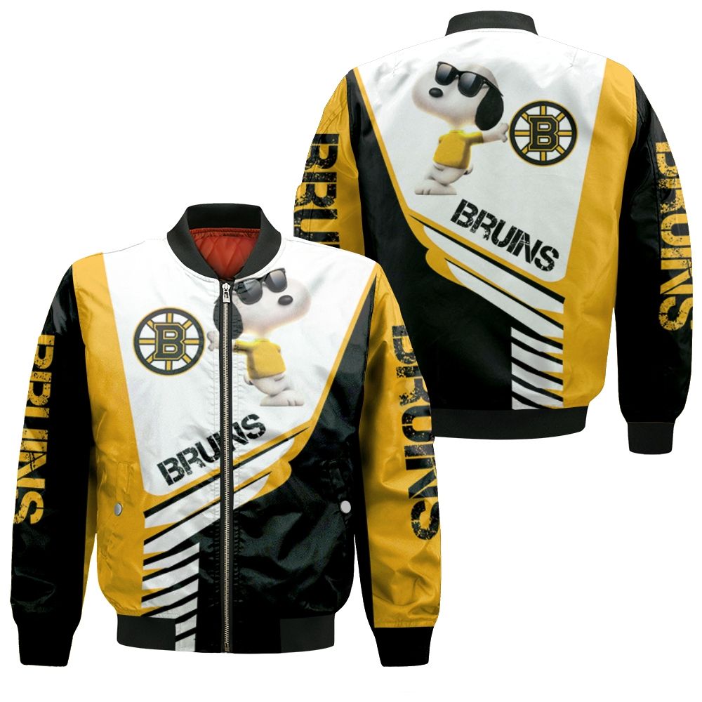 Boston Bruins Snoopy For Fans 3D Bomber Jacket