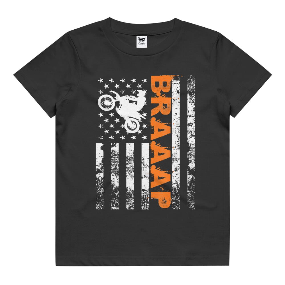 Braaap Vintage Usa American Flag Tee Kids T Shirt