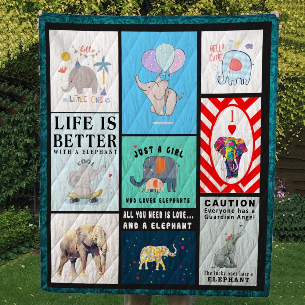 Life Is Better With An Elephant  Quilt Blanket