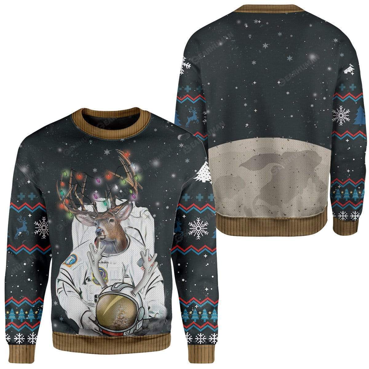 Unifinz Reindeer Sweater Reindeer Astronaut Ugly Christmas Sweater 2022