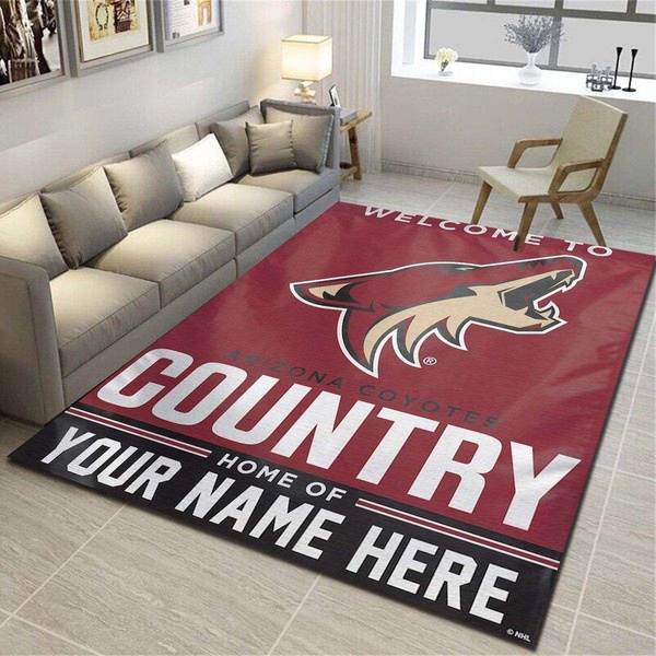 Arizona Coyotes Personalized Rug, Team Living Room Carpet, Customized Fan Cave Floor Mat