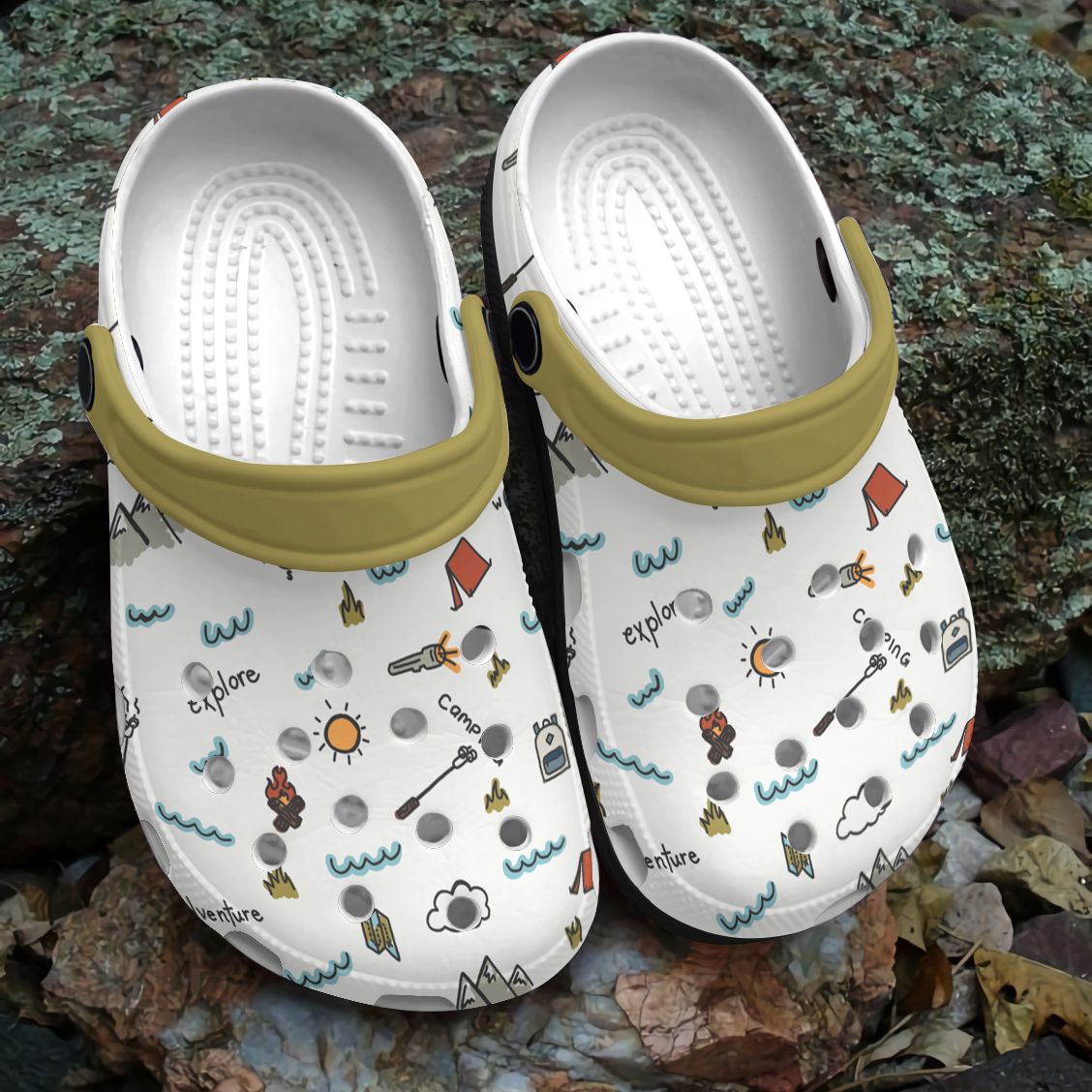 Camping Pattern Personalized Clog, Custom Name, Text, Color, Number Fashion Style For Women, Men, Kid, Print 3D