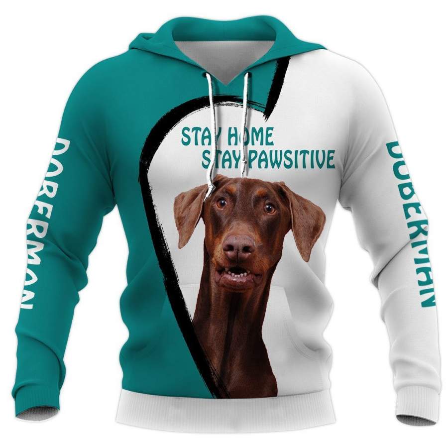 RED DOBERMAN Pawsitive 3D Full Printing Hoodie and Unisex Tee