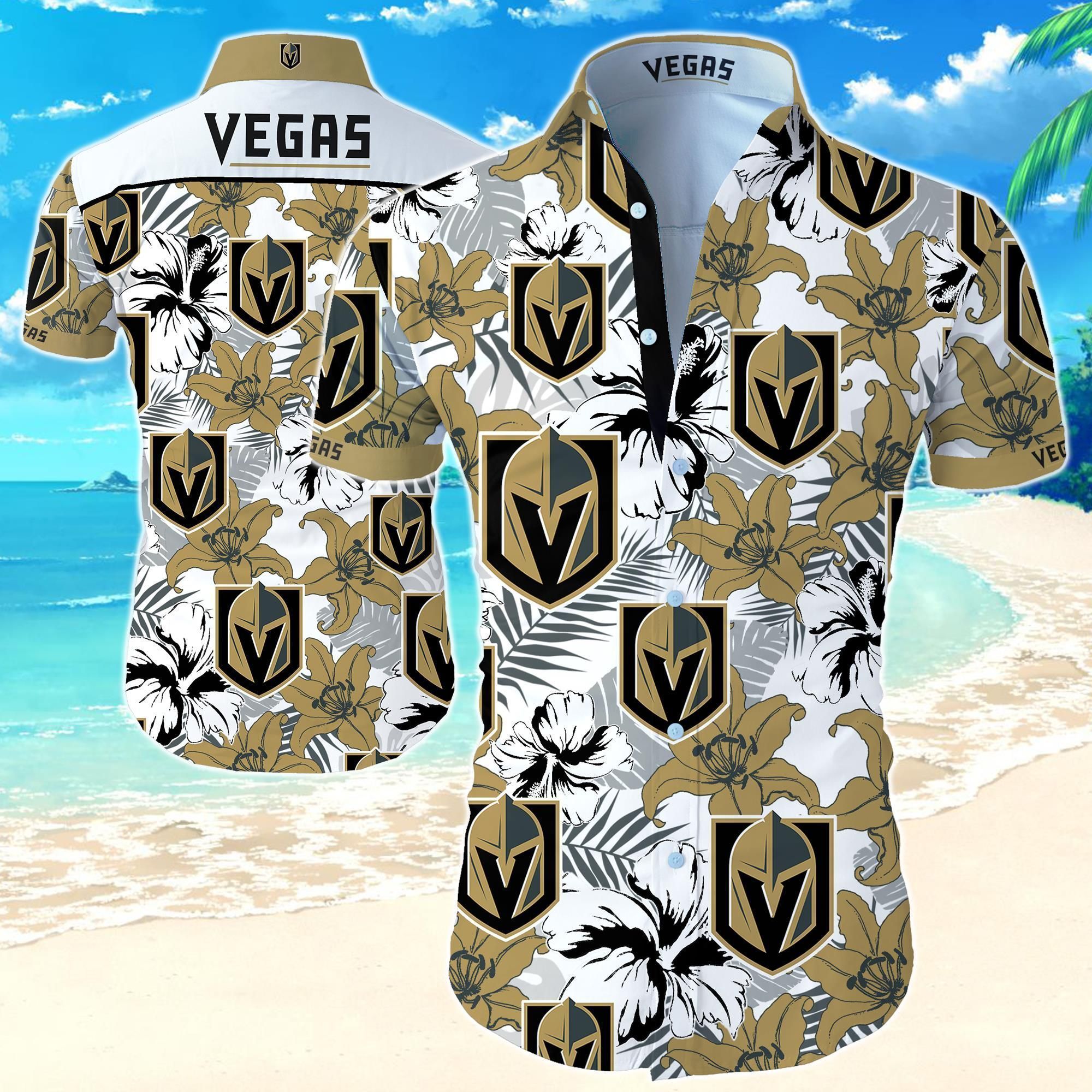 Vegas Golden Knights Hawaiian Shirt Summer Button Up Shirt For Men Beach Wear Short Sleeve Hawaii Shirt Combo Beach