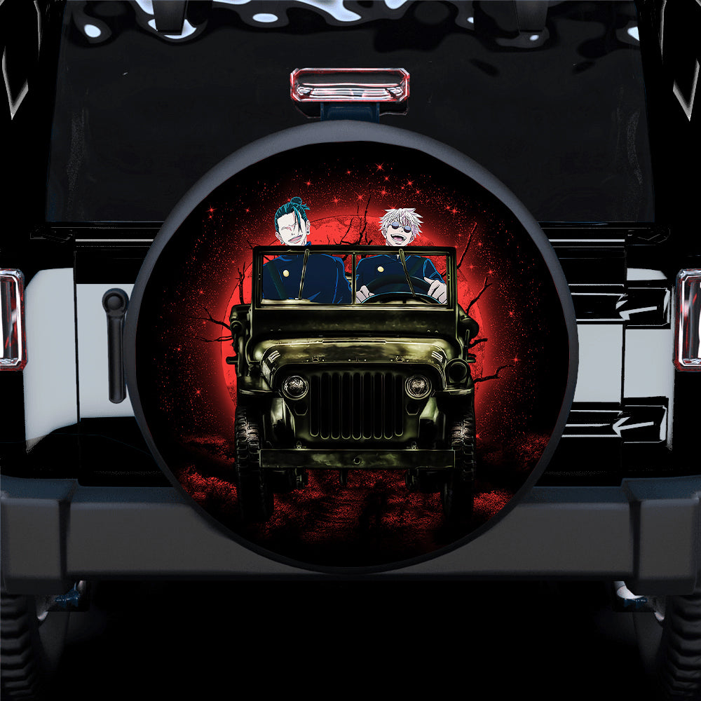 Gojo Geto Jujutsu Kaisen Ride Jeep Halloween Funny Anime Car Spare Tire Covers Gift For Campers