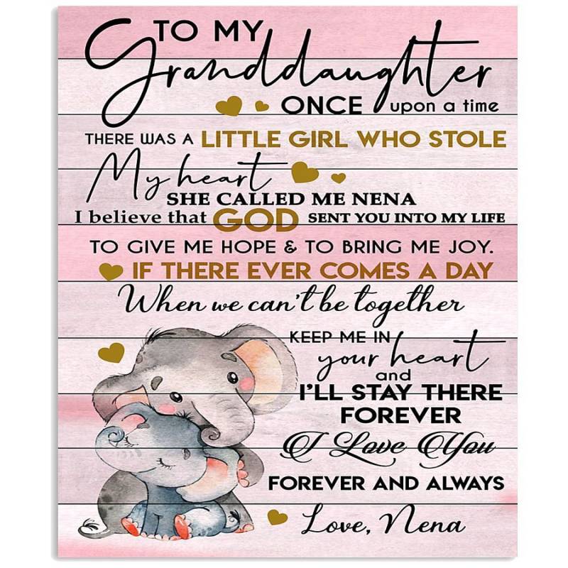 From Nena With Lovely Words For Granddaughter Who Loves Elephant Vertical Poster