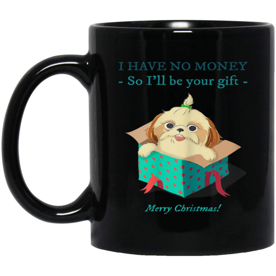 Womens Cute Shih Tzu Puppy Funny Christmas Dog Lover Xmas Gift 11 oz 15 oz Mug Black