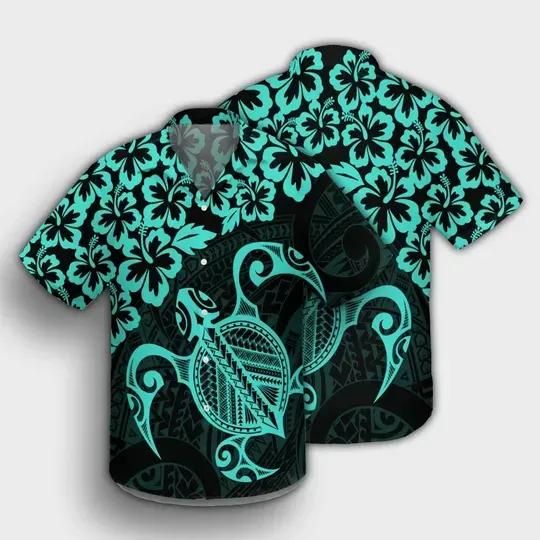 Turtle Hibiscus Kanaka Aloha Hawaiian Shirt Colorful Short Sleeve Summer Beach Casual Shirt For Men And Women