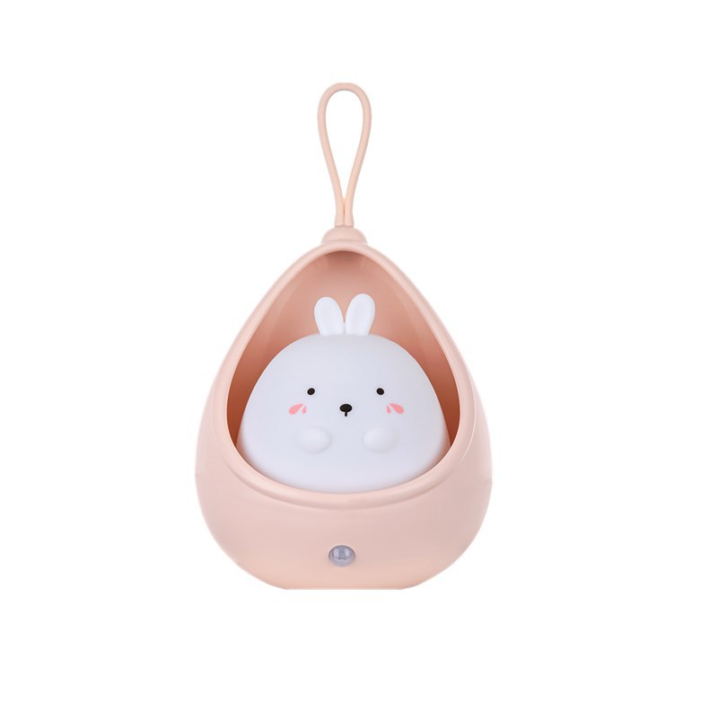 Sensor LED Night Light Cute Animal Human Induction Mood Lamp for Children Kids Cat Rabbit Silicone Wall Lights with Hanging Rope alx