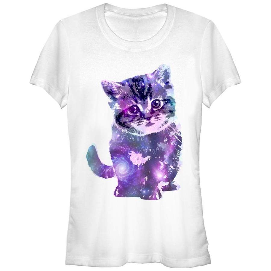 Lost Gods Junior’s Space Kitten  T Shirt White