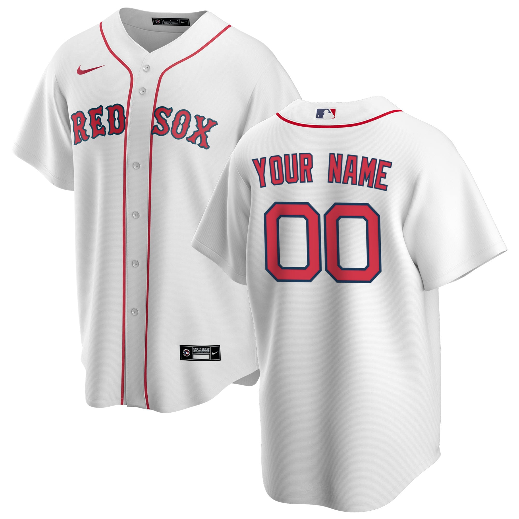 Youth Boston Red Sox White Home Custom Jersey