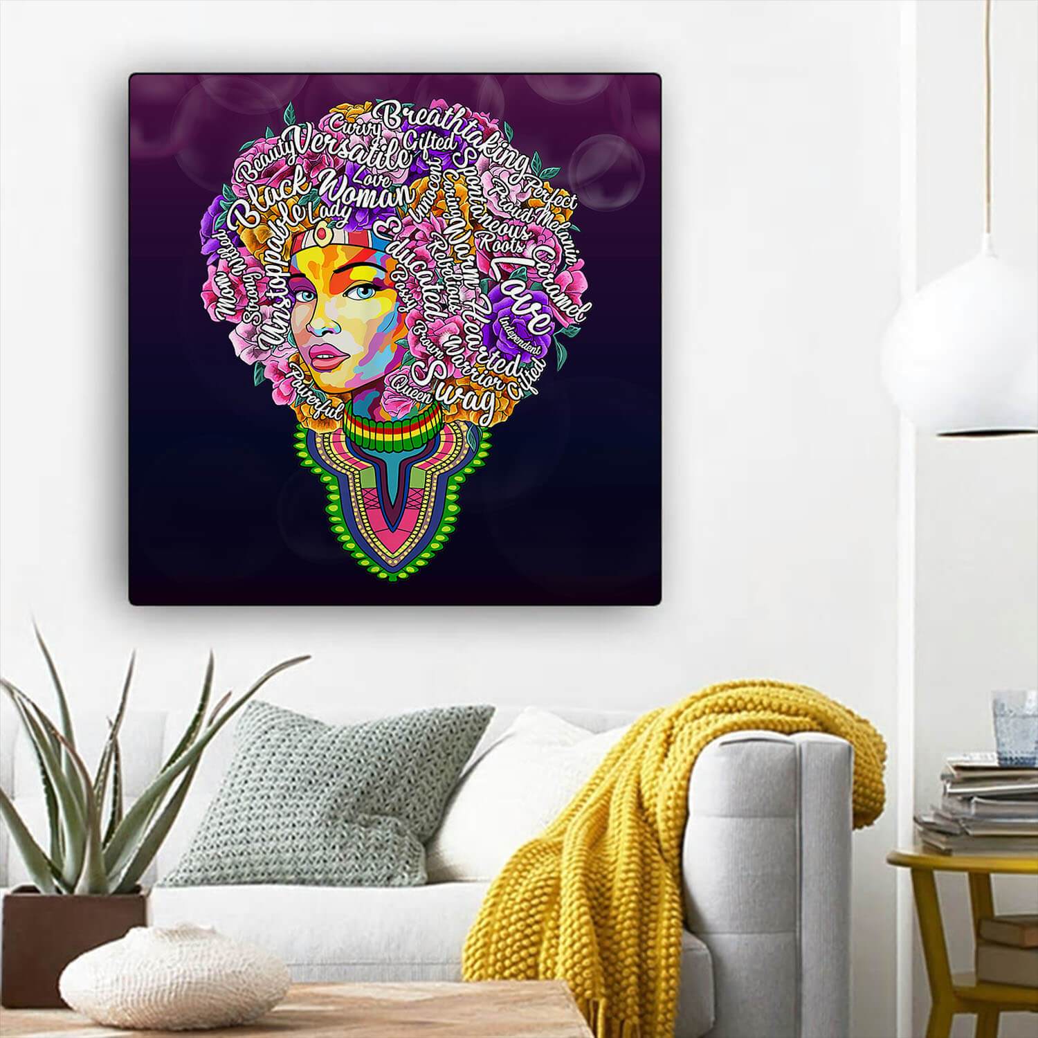 African Canvas Art Pretty Black American Woman African American Artwork On Canvas Afrocentric Home Decor Ideas BPS46884