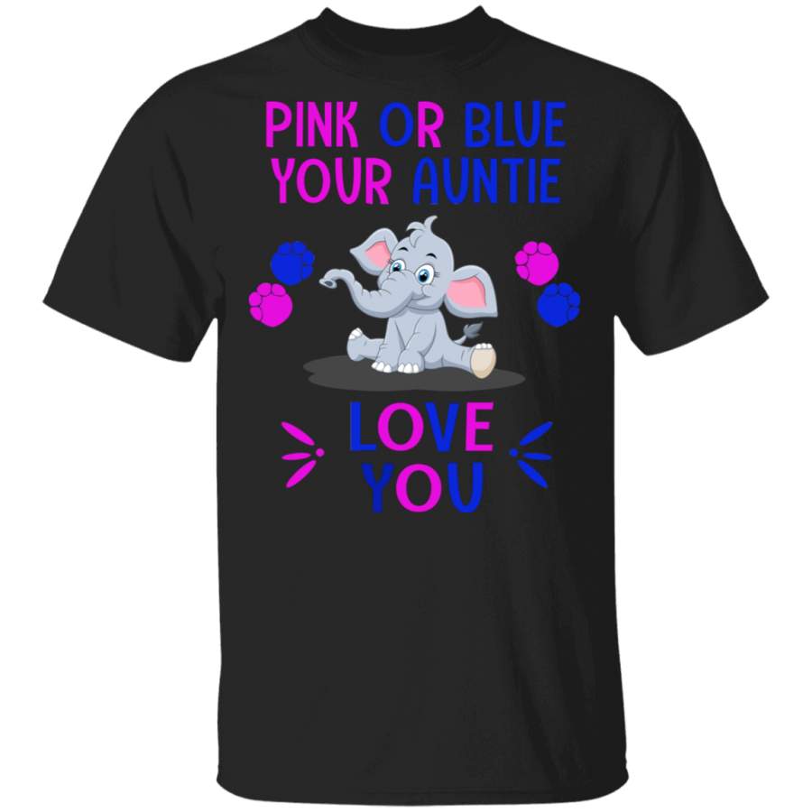 Keeper Of The Gender Pink or Blue Auntie Loves You Elephant T-Shirt