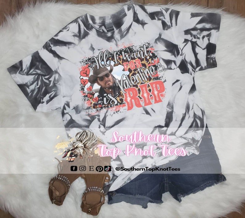 All I Want For Valentine’S Is Rip Yellowstone Leopard Valentine Bleached Tshirt For Him, Her, Boyfriend, Girlfriend, Wife, Husband Valentines Day Gift