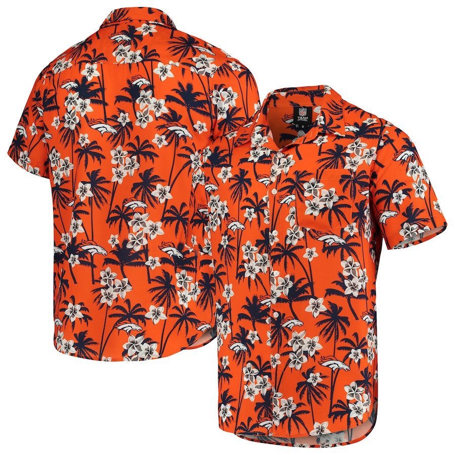 Denver Broncos Orange Floral Woven Hawaii Shirt Ha92402