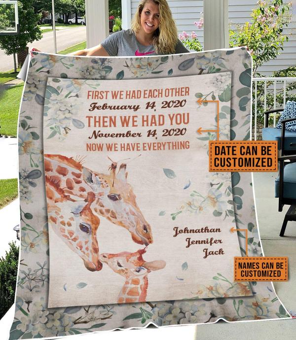 Personalized Giraffe Family We Have Everything Blanket