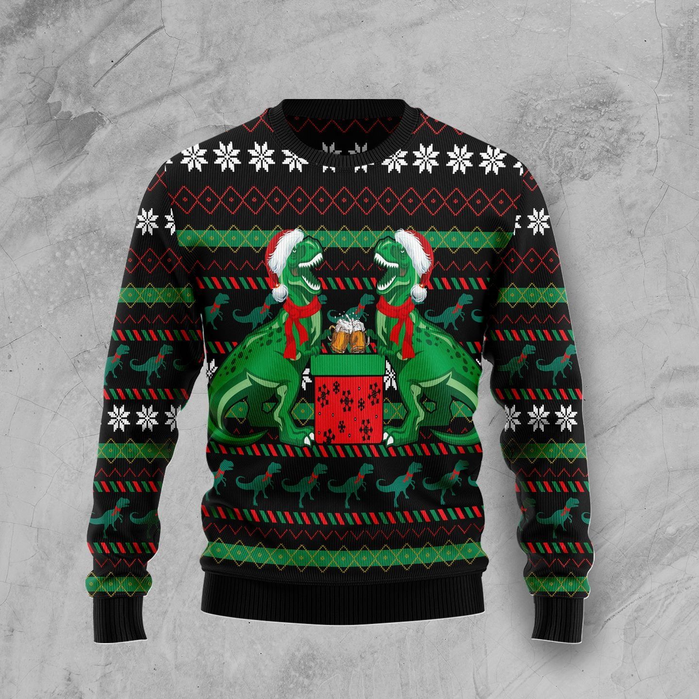 T-Rex Drink Christmas Ugly Sweater