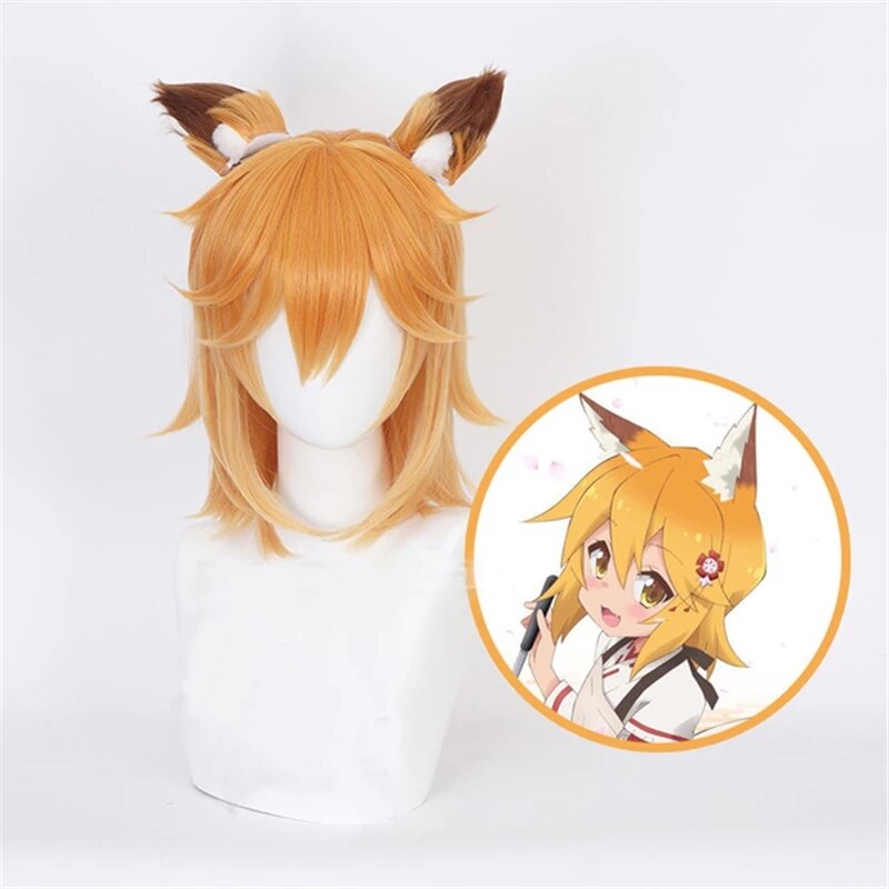 Anime Sewayaki Kitsune no Senko-san Senko Wigs Cosplay Costume Lolita Gradient Short hair Wig With Ears Halloween party Wig alx