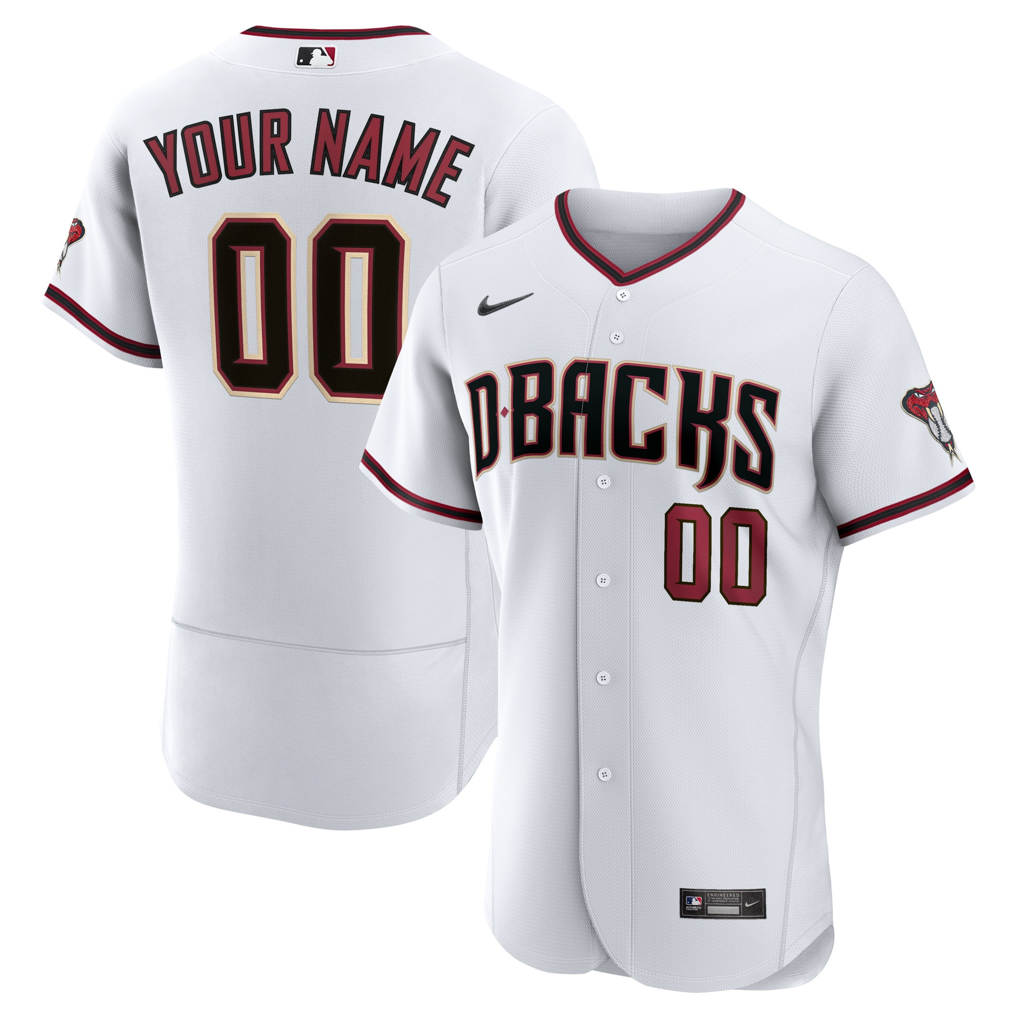 Arizona Diamondbacks Home Authentic Custom Jersey White Custom Jerseys MLB