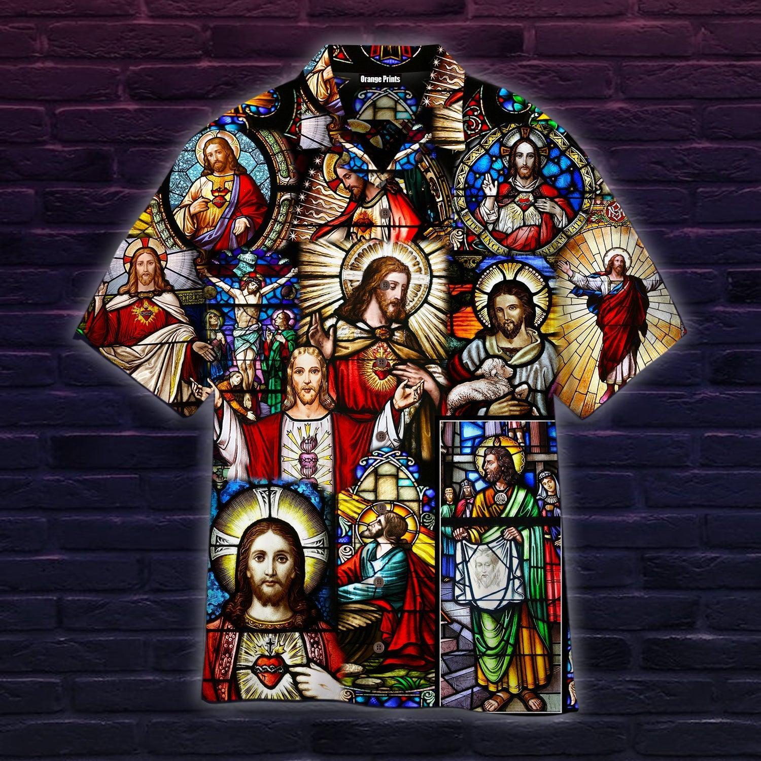 Life Of Jesus Stained Glass Hawaii Shirt For Men Women Ha33263