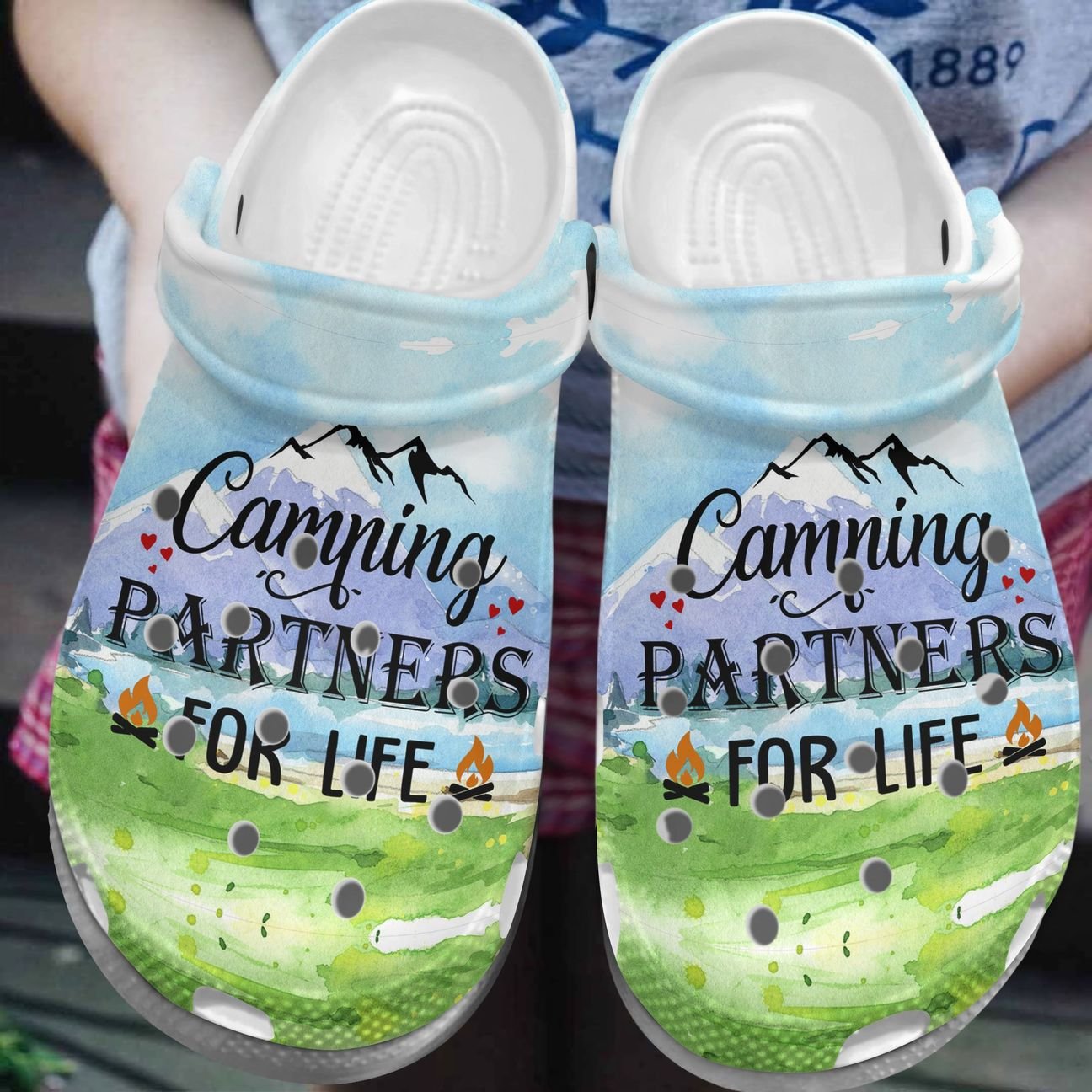 Camping Personalize Clog, Custom Name, Text, Fashion Style For Women, Men, Kid, Print 3D Partner For Life