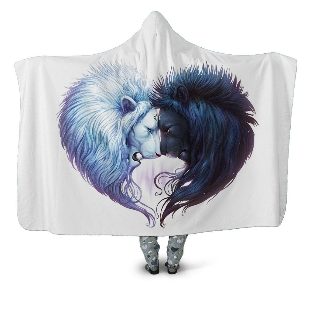 Animal Hooded Blankets – Animal Series Lion White and Black Fleece Hooded Blanket