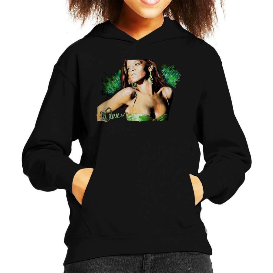 Sidney Maurer Original Portrait Of Rihanna Earrings Kid’s Hooded Sweatshirt